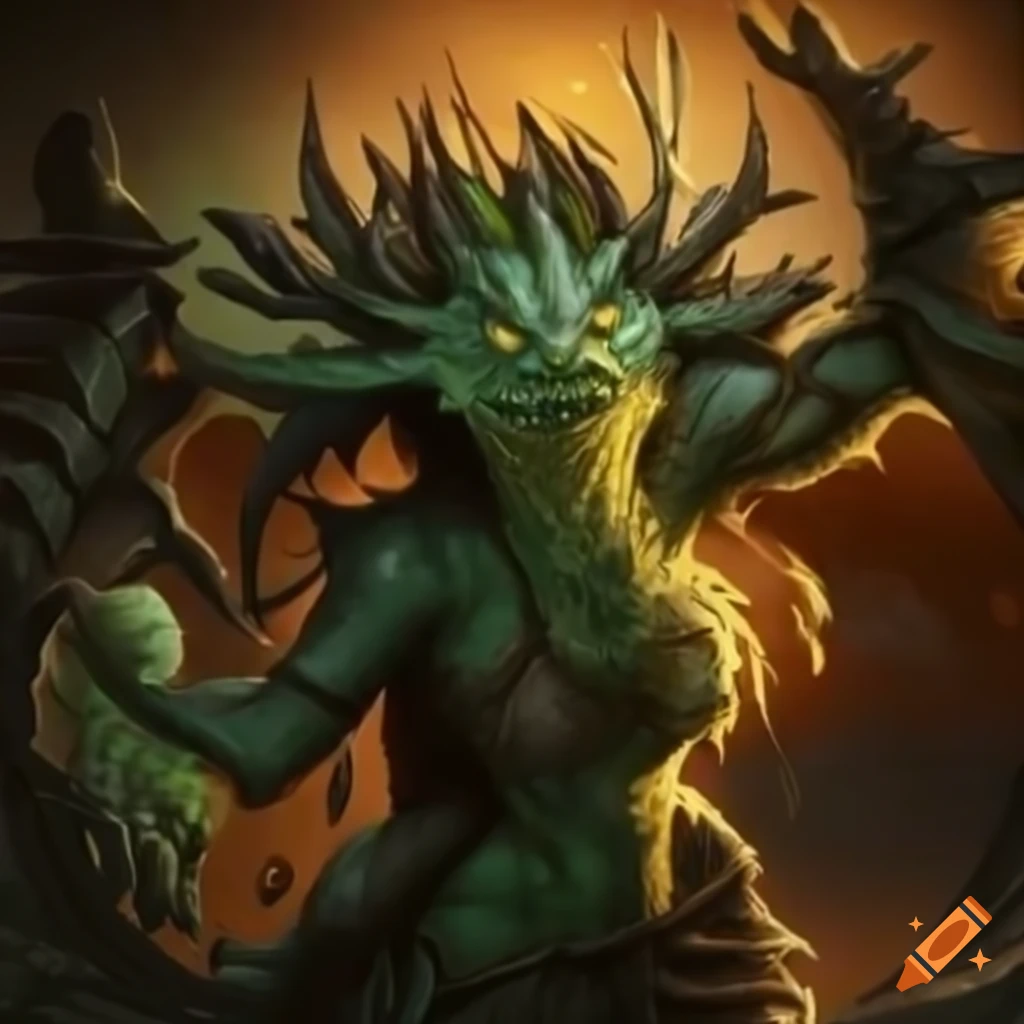 illustration of a powerful Lizardfolk Druid casting spells