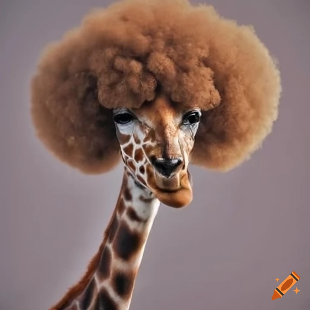 giraffe with afro hairstyle