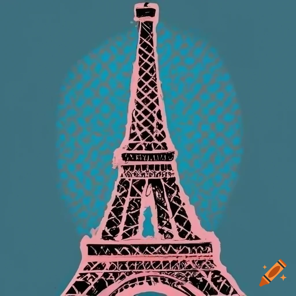 1940s art pop style Eiffel Tower logo