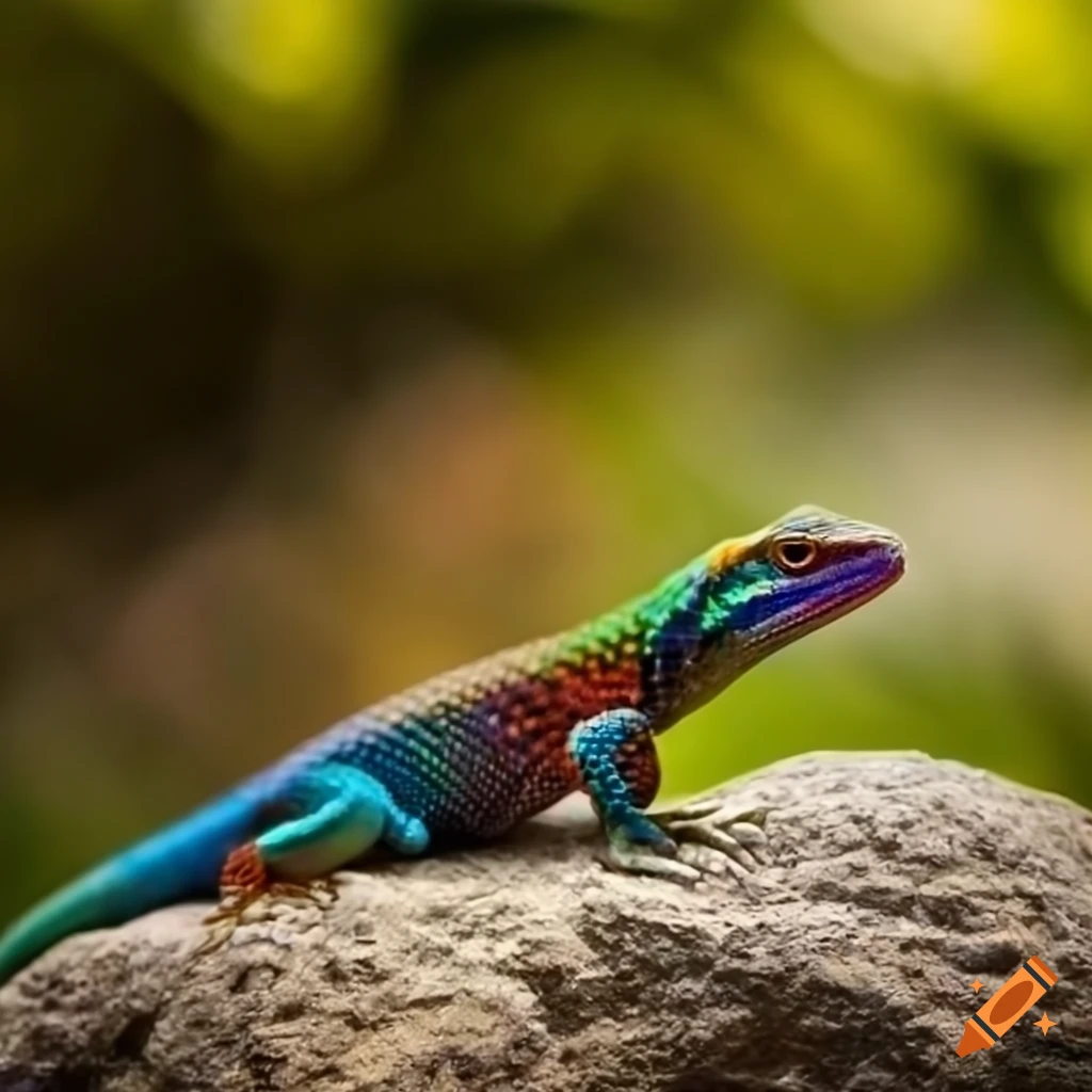 colorful lizard basking in the sunlight