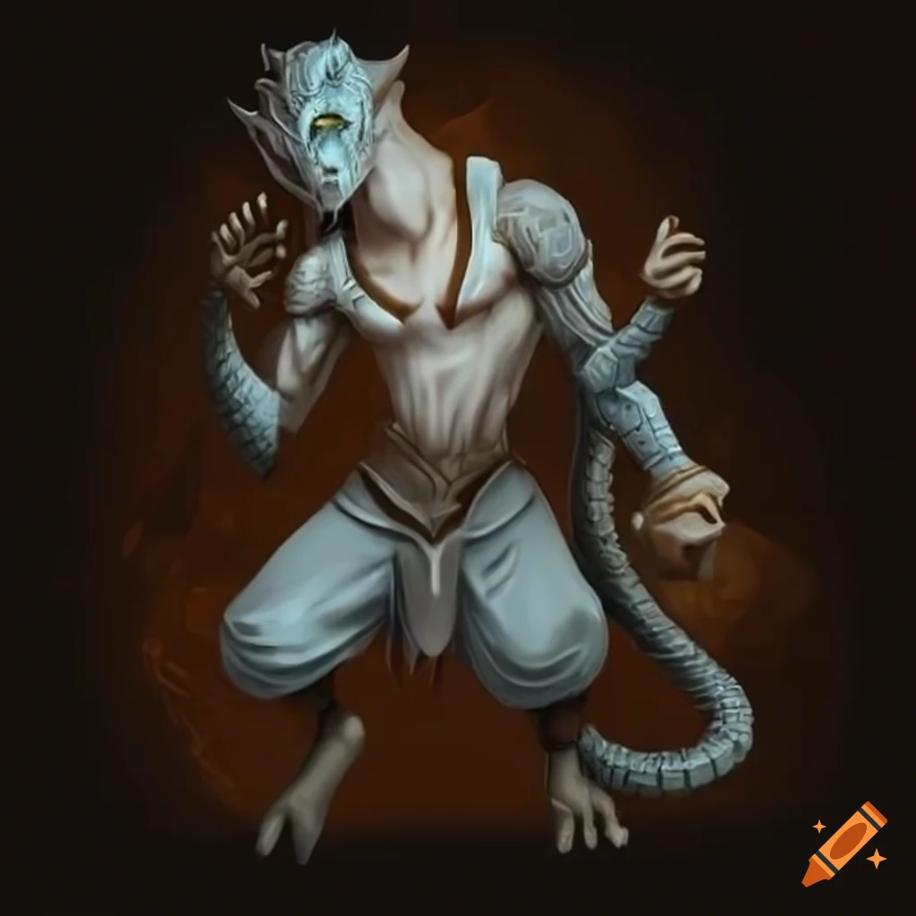white dragonborn monk character