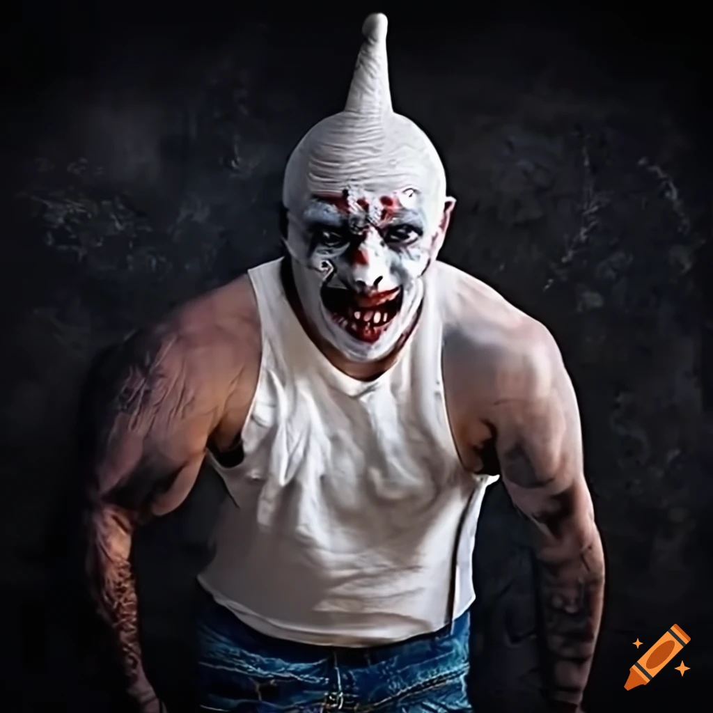 scary circus clown performing acrobatics