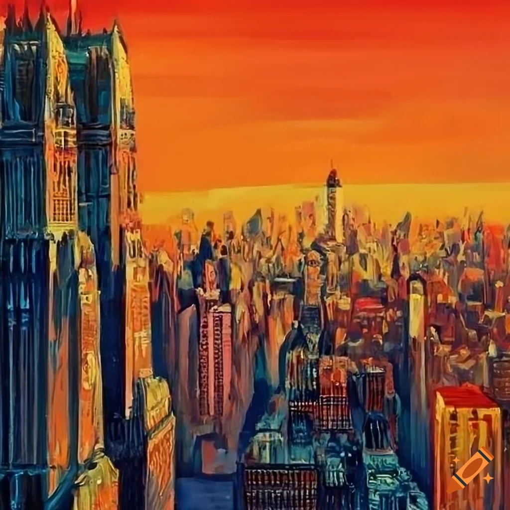 Retro New York City illustration in 1920s art pop style on Craiyon