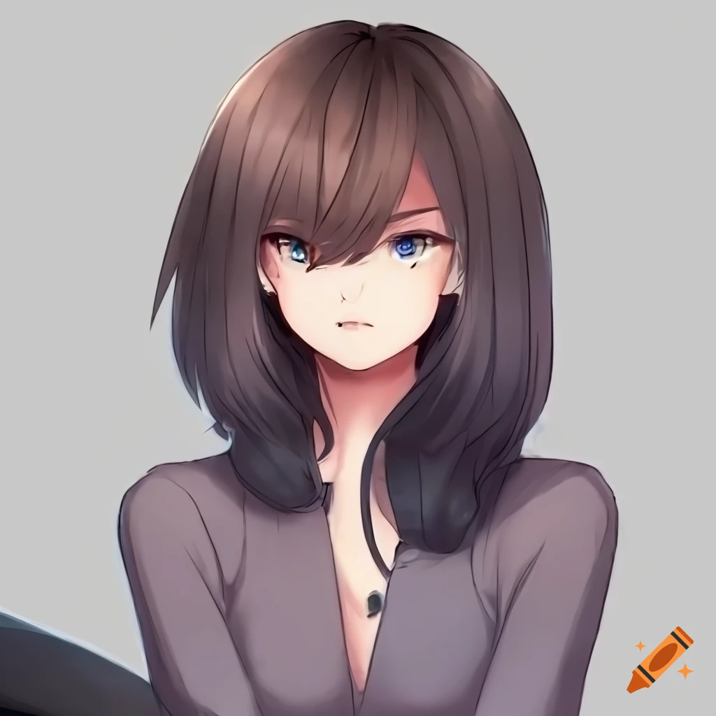 anime woman with short poofy bob haircut