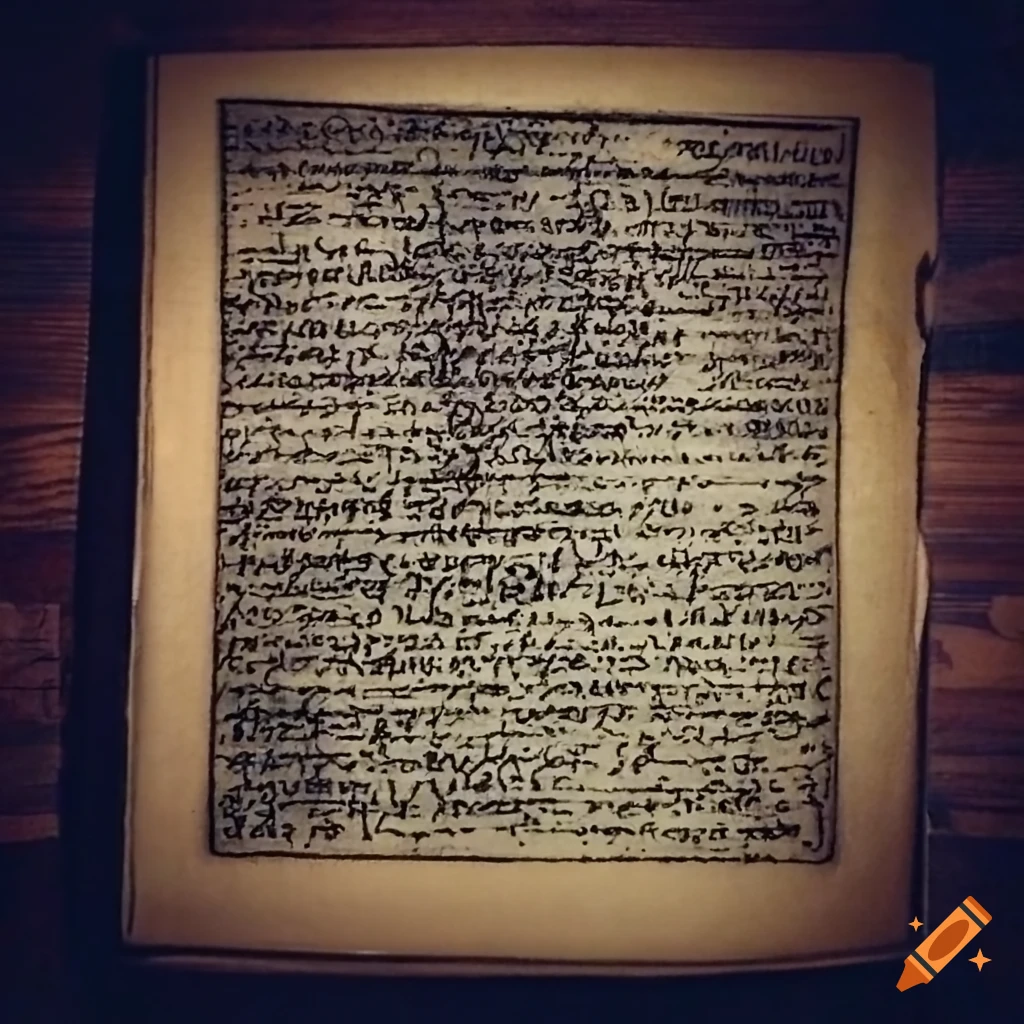 mysterious page from an ancient book with strange symbols