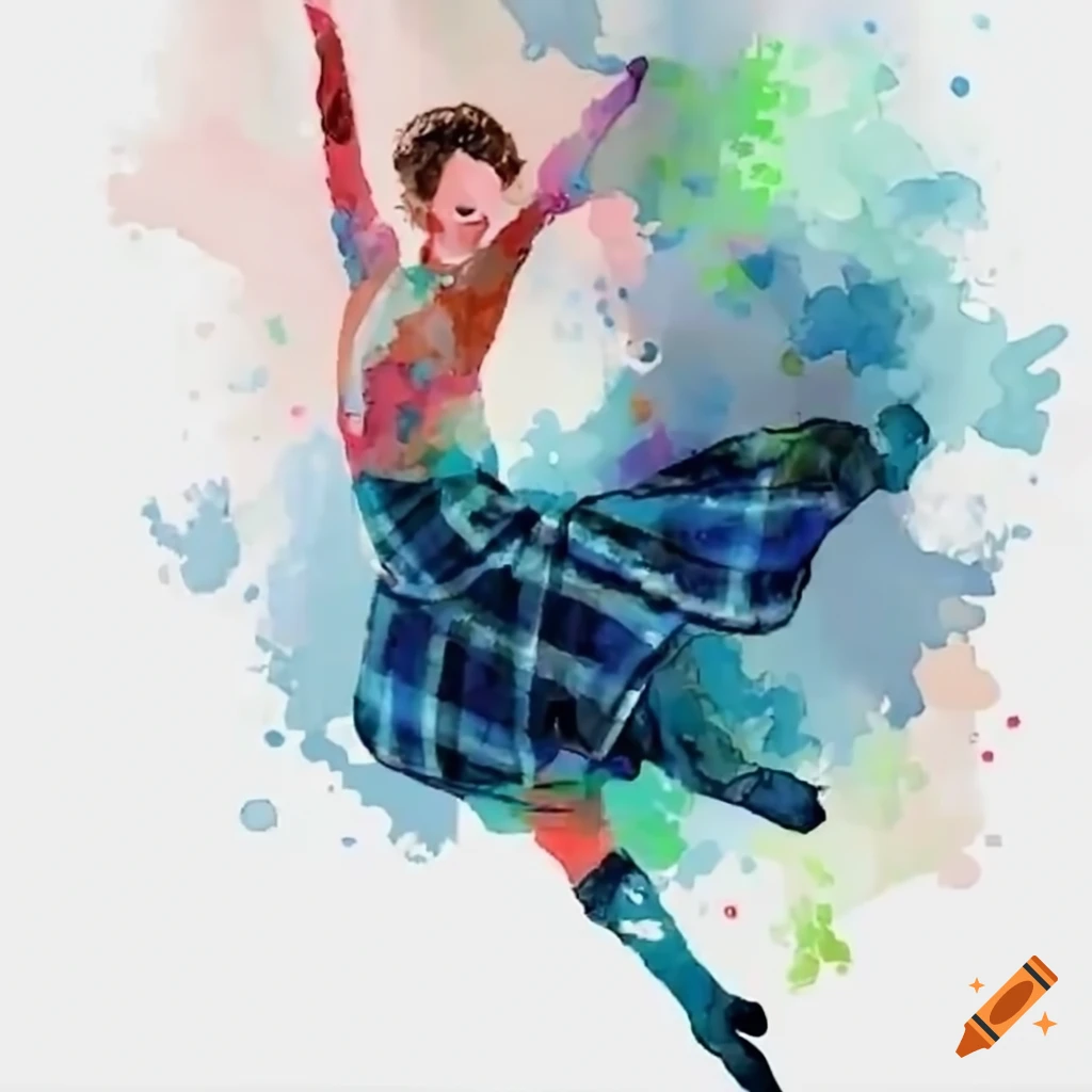 Scottish country dancer celebrating with raised fist