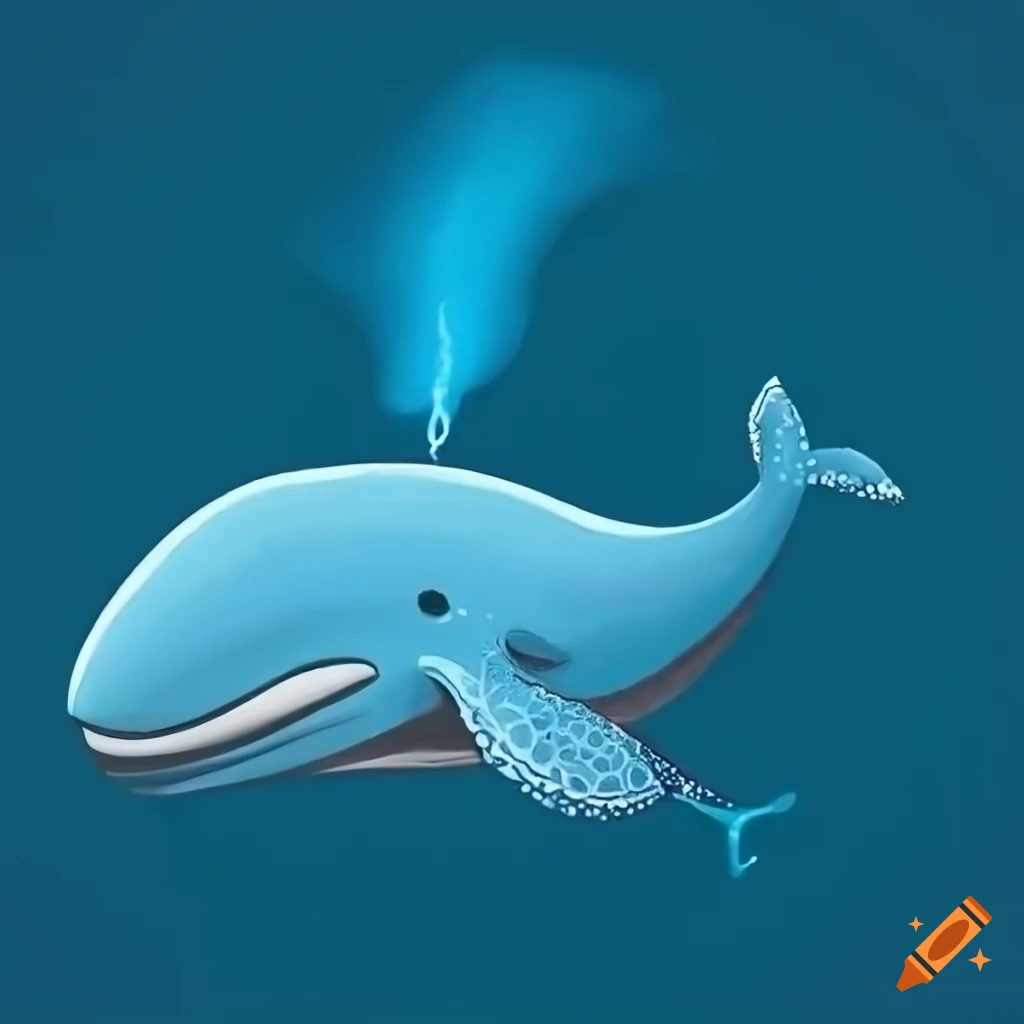 black and white coloring page of a whale spouting water