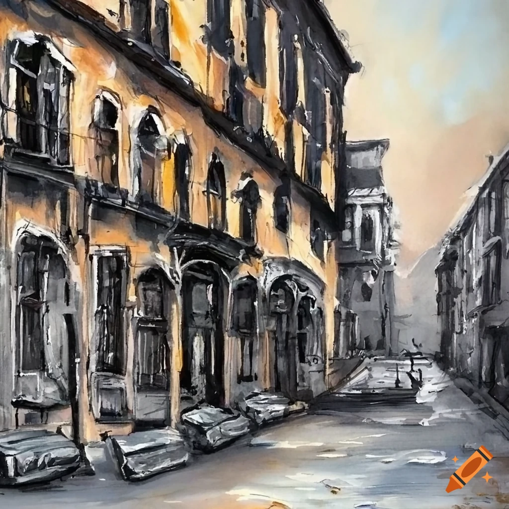 sketch of an Italian store front