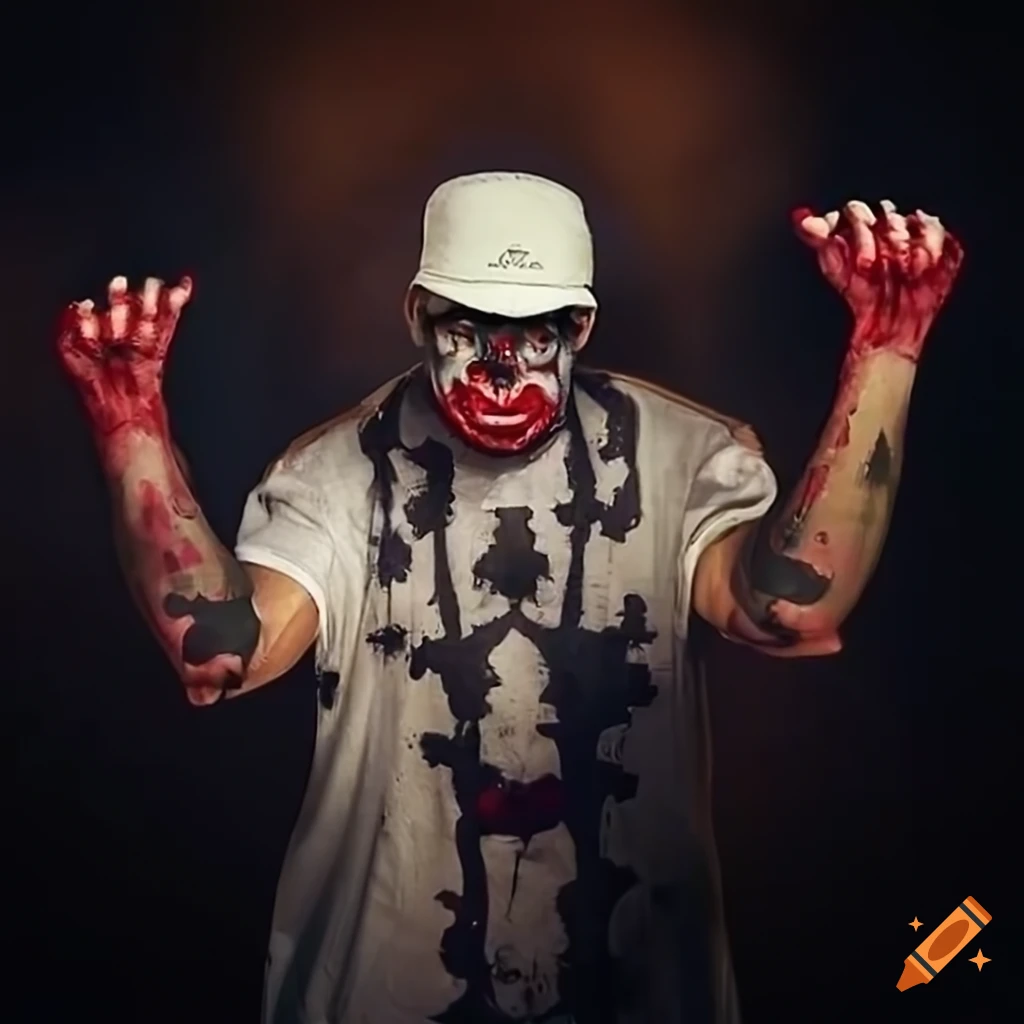 scary circus clown performing acrobatics