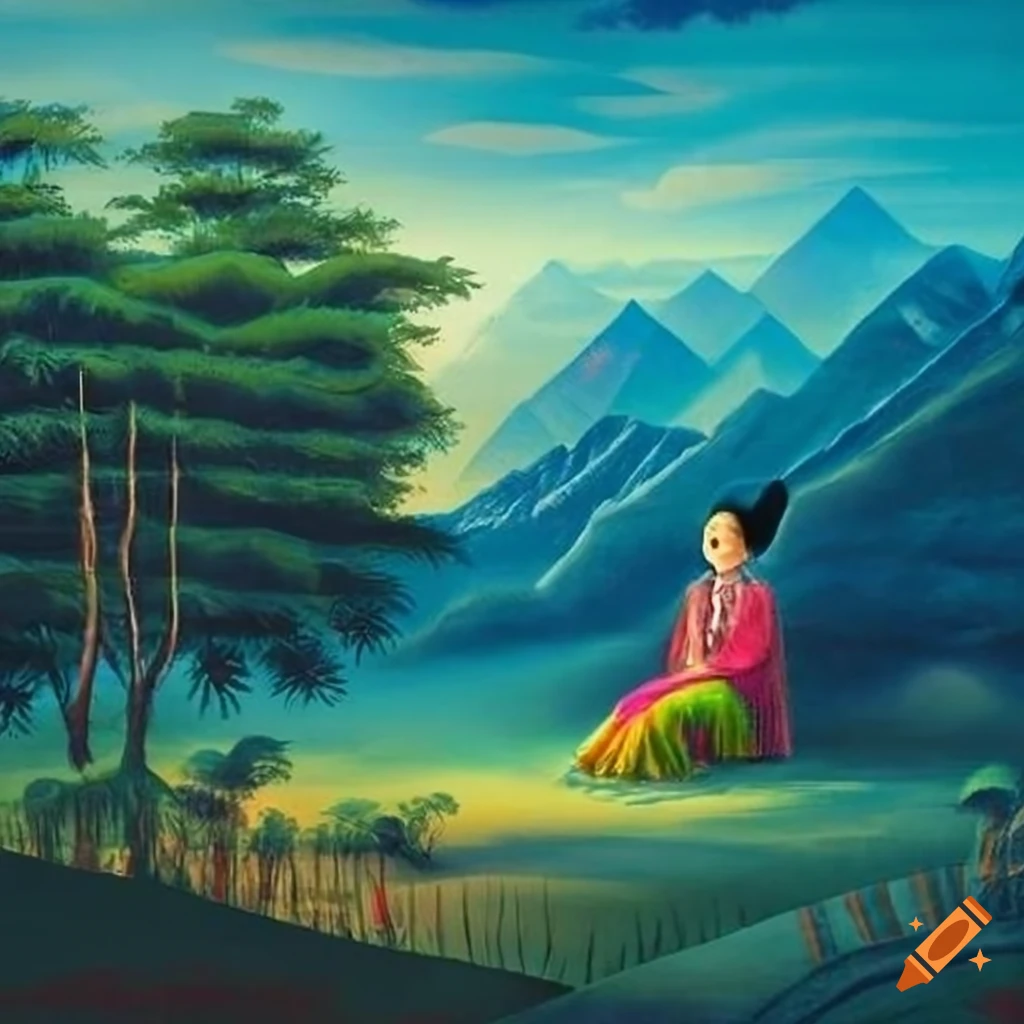 quilting concept with fabric of rural Southern China landscape