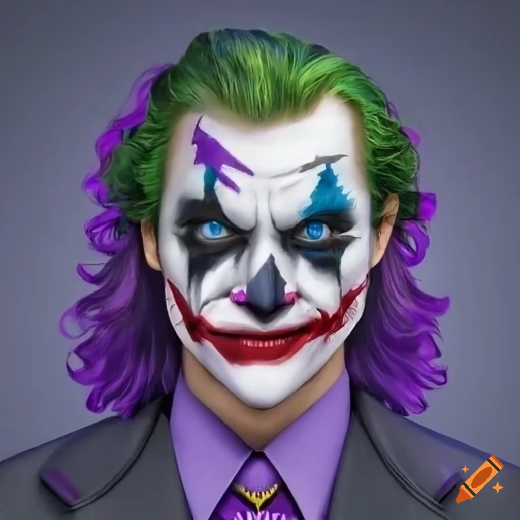 cosplay of a black-haired Joker with unique eyes