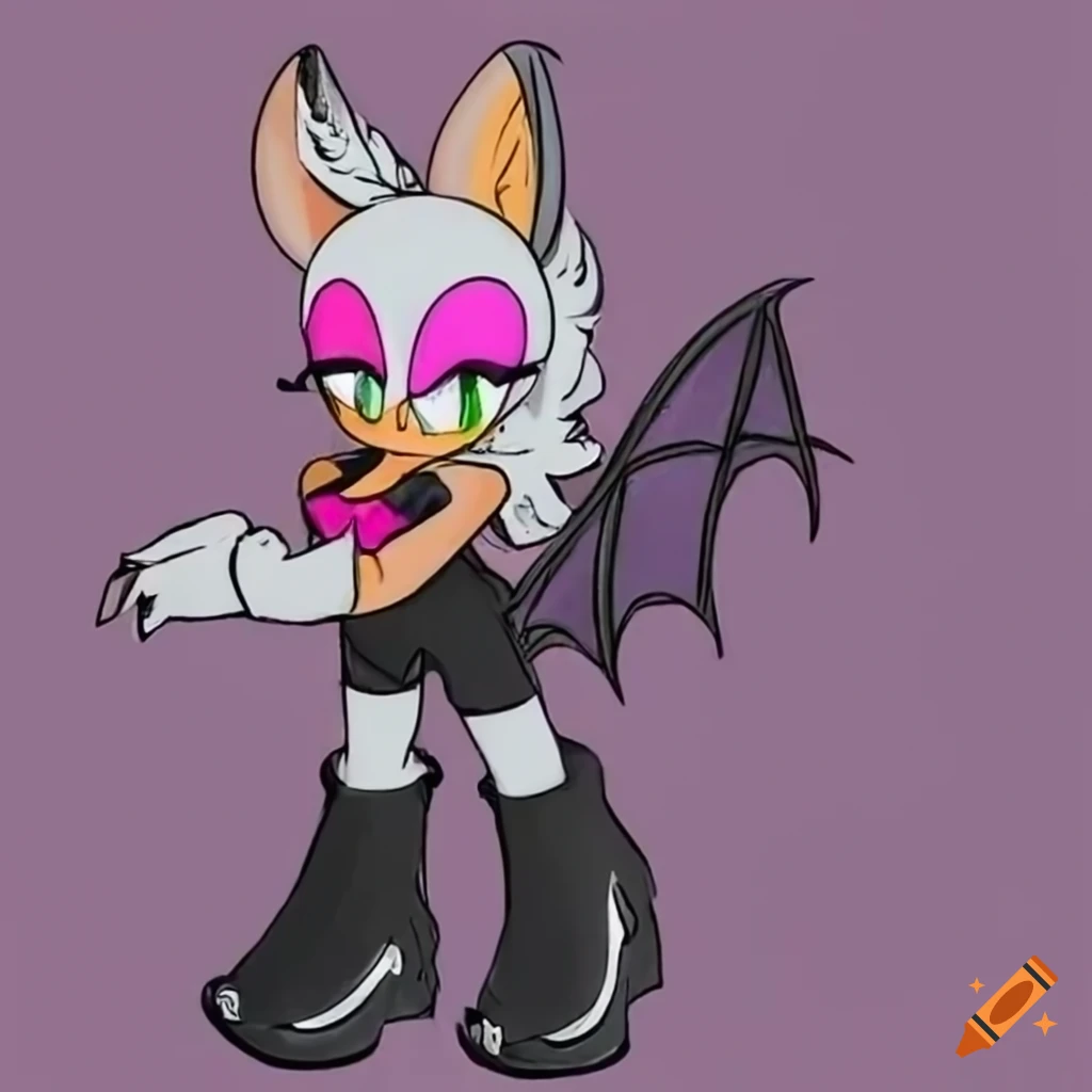 Rouge the bat in a gothic dress and platform shoes