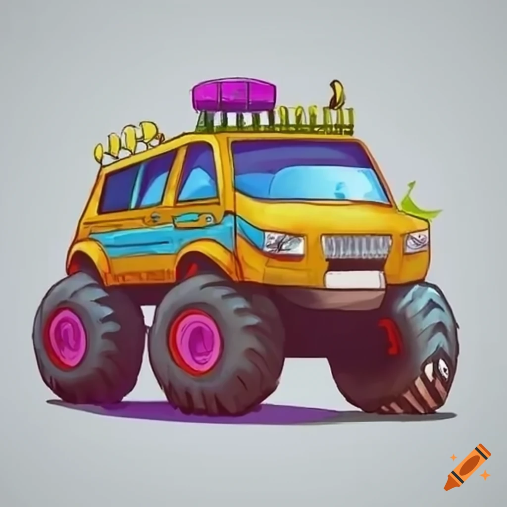 drawing of a monster truck for kids