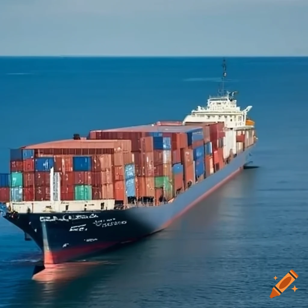 container ship navigating in the ocean
