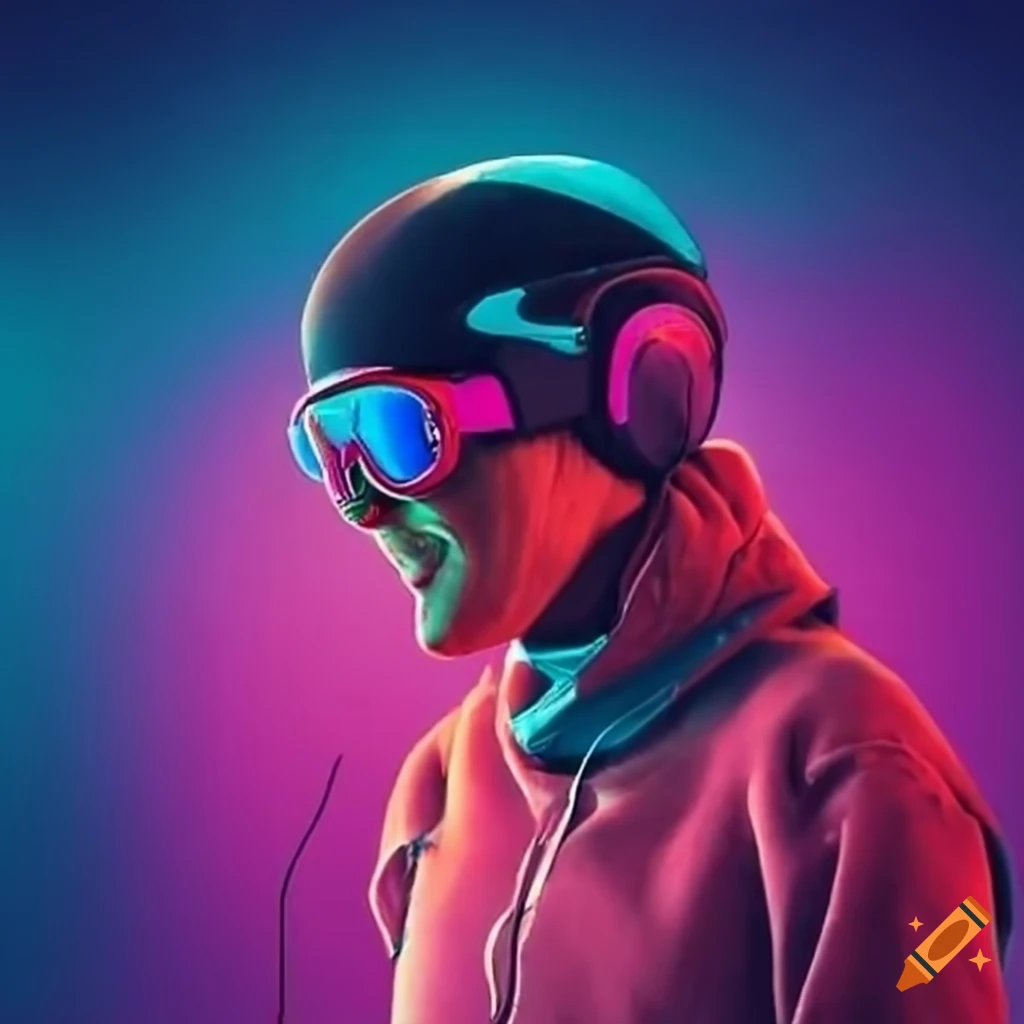 snowboarder enjoying music while snowboarding