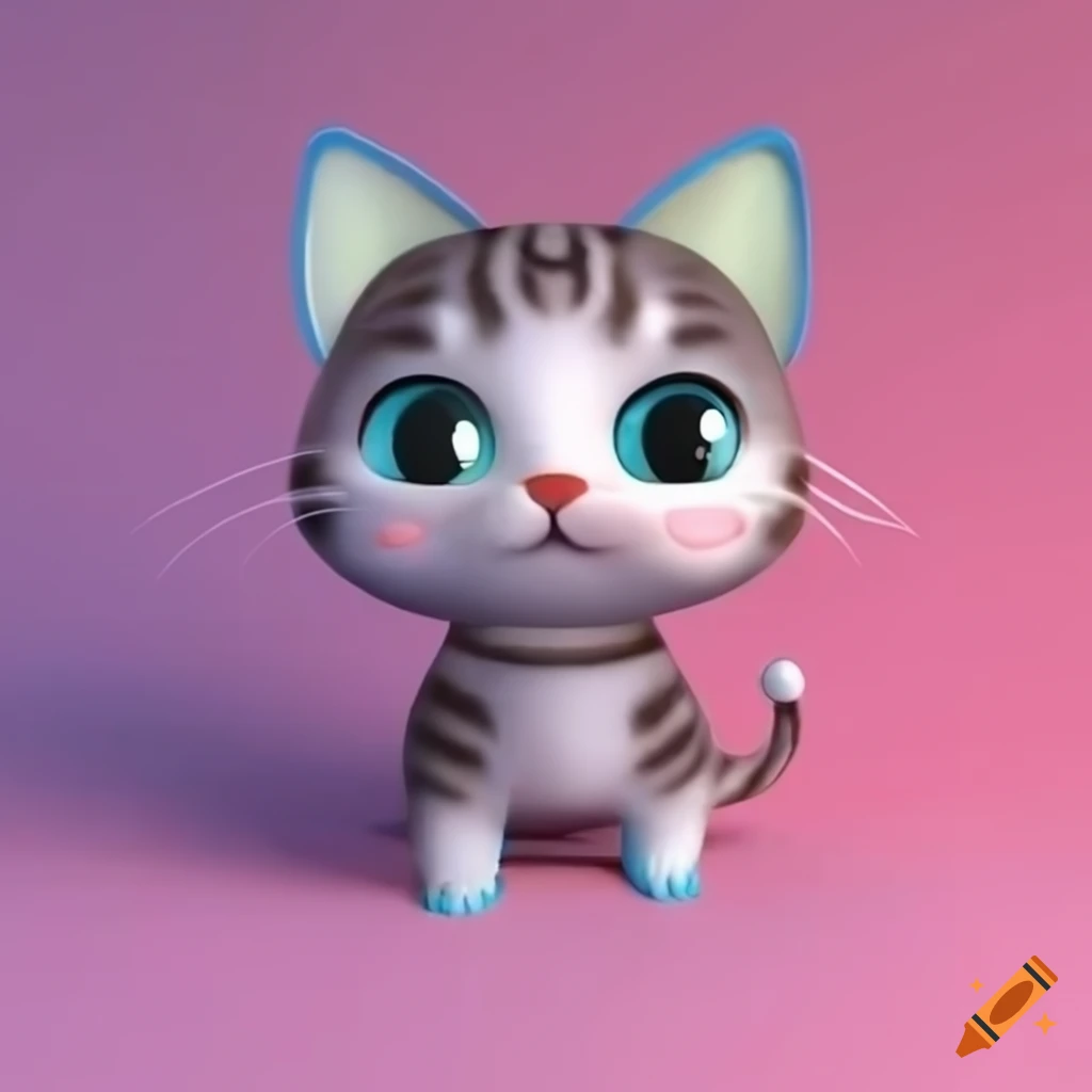 adorable 3d cartoon kitten walking