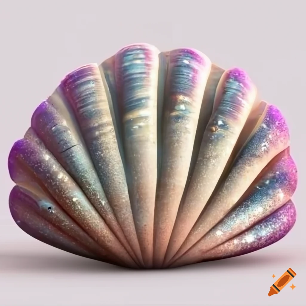 glittering seashell on a white background