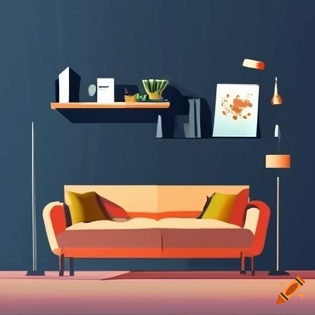 vector illustration of a cozy living room in a small apartment