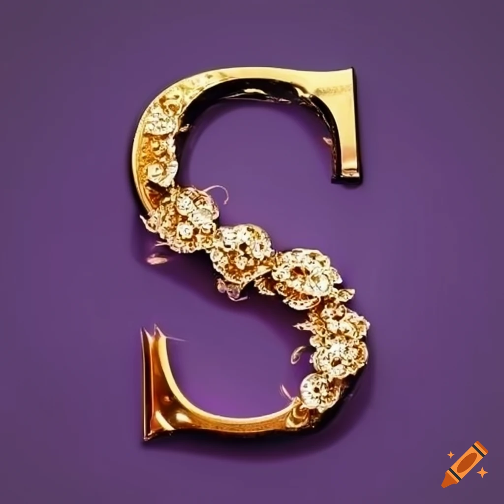 intricate purple and gold letter S design