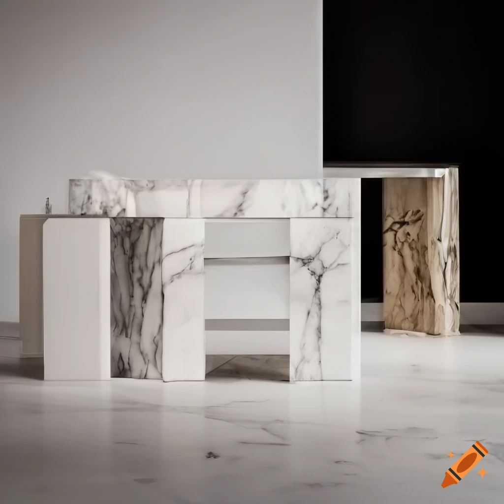 marble furniture collection in a gallery