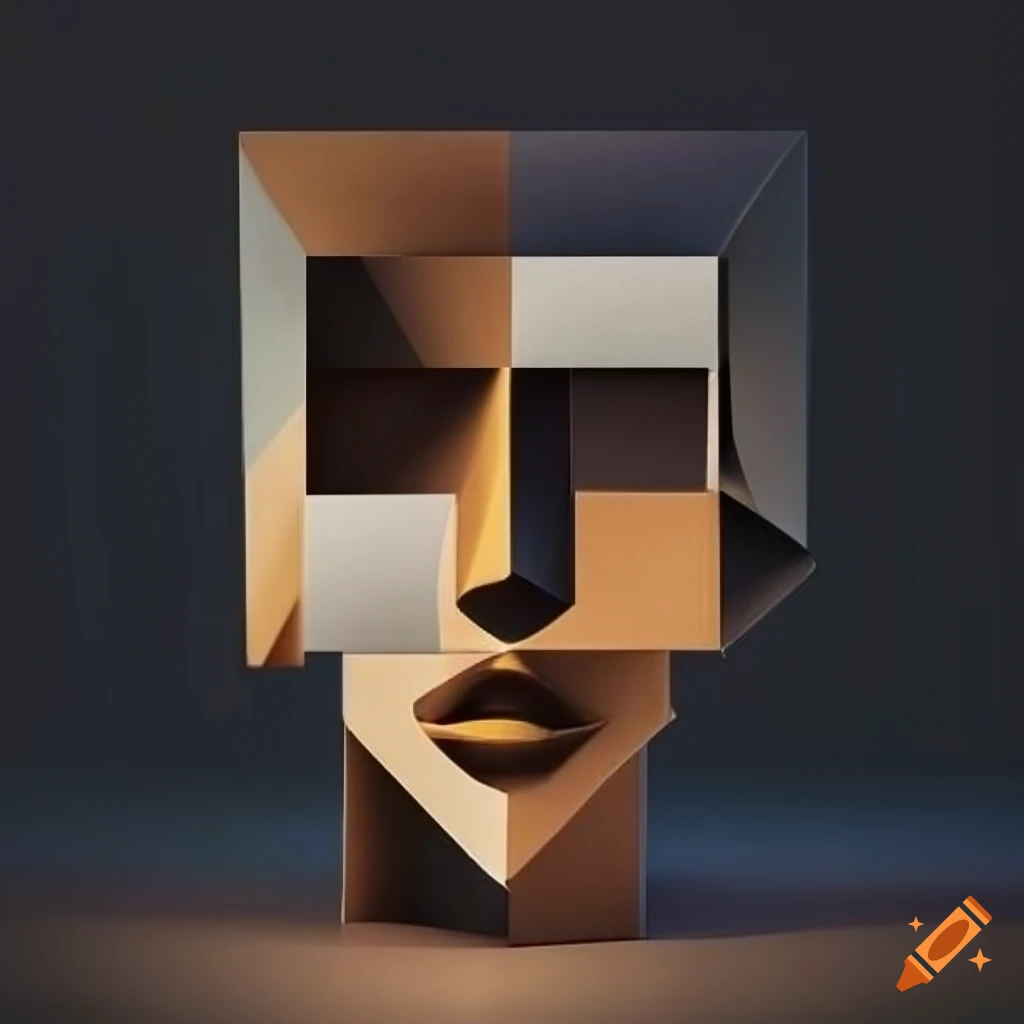 minimalist cubist head artwork