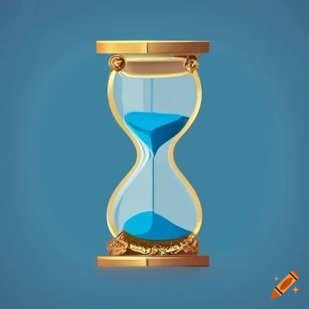 elegant hourglass icon with blue sand