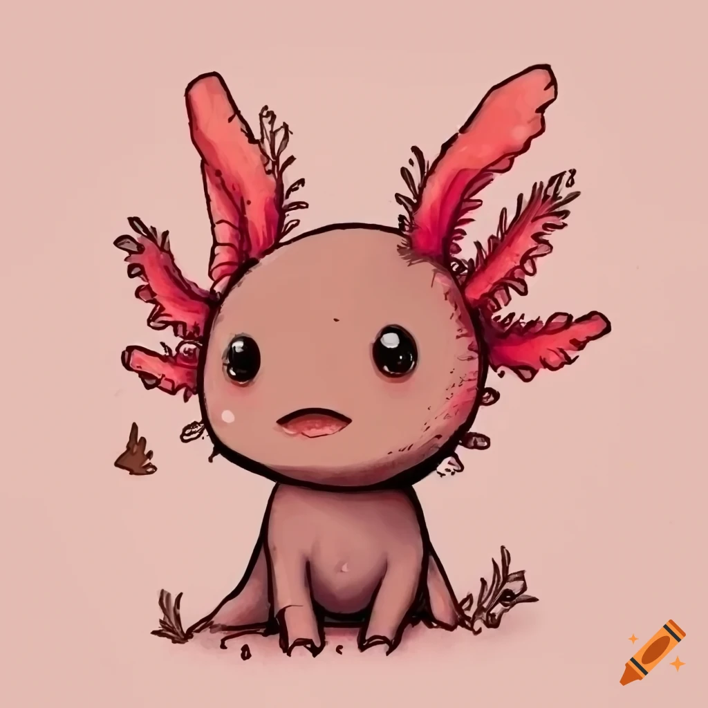 cute drawing of an axolotl