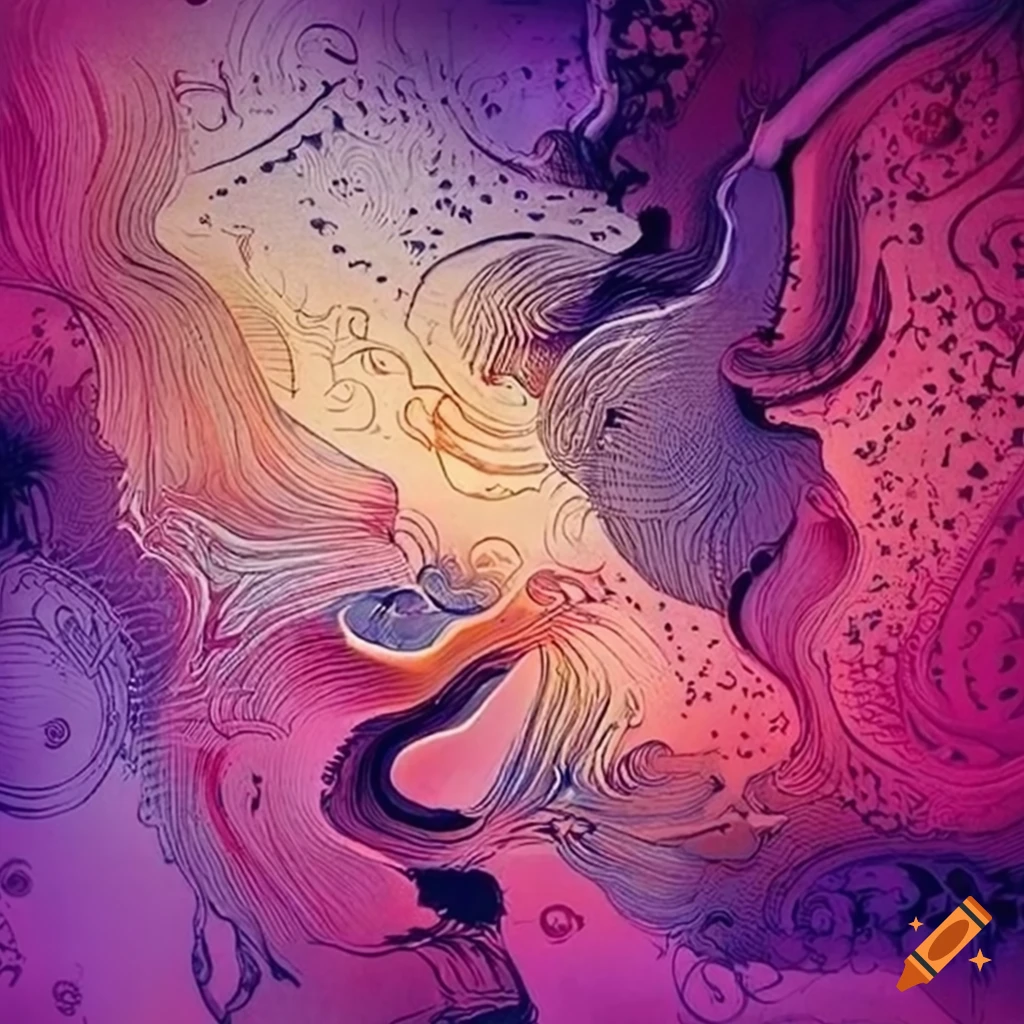 mind-bending artwork of The Lovers tarot card with MDMA elements