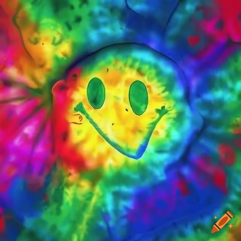 vibrant tie dye smiley face design
