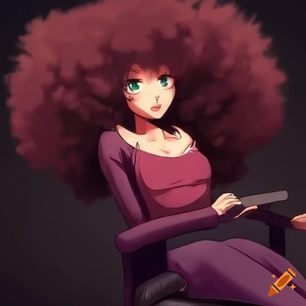 anime character with a voluminous afro hairstyle