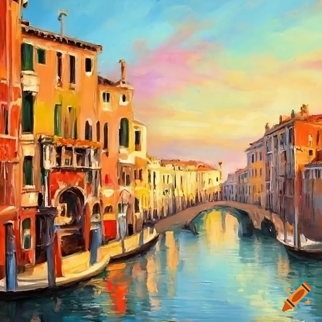 oil painting of Venice in the spring