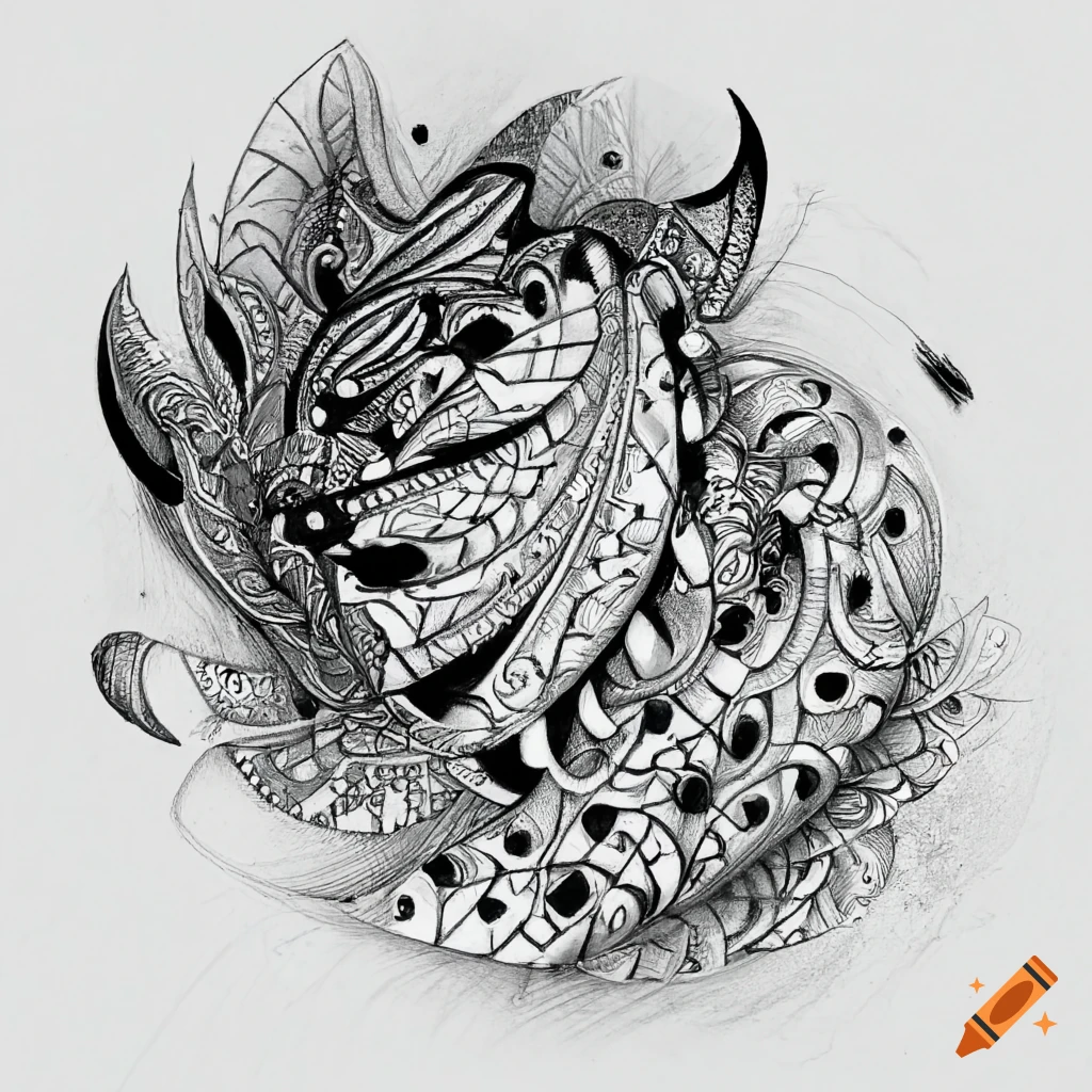 detailed zentangle drawing
