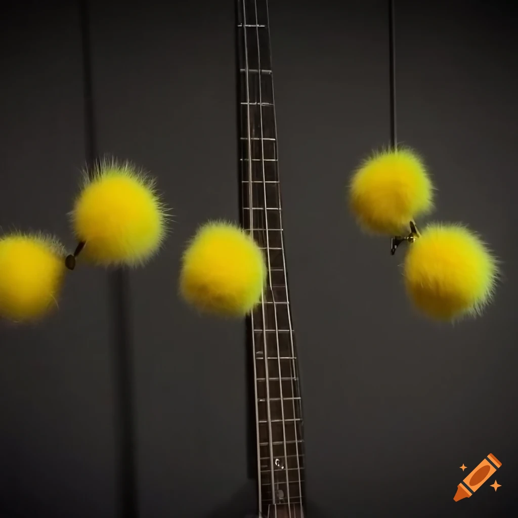 photograph of a furry fur ball on a double bass fretboard