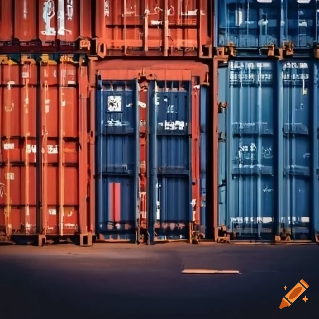 container yard with multiple containers stacked