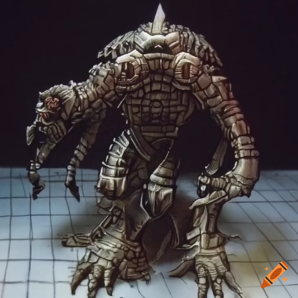 detailed illustration of monsters in a labyrinth