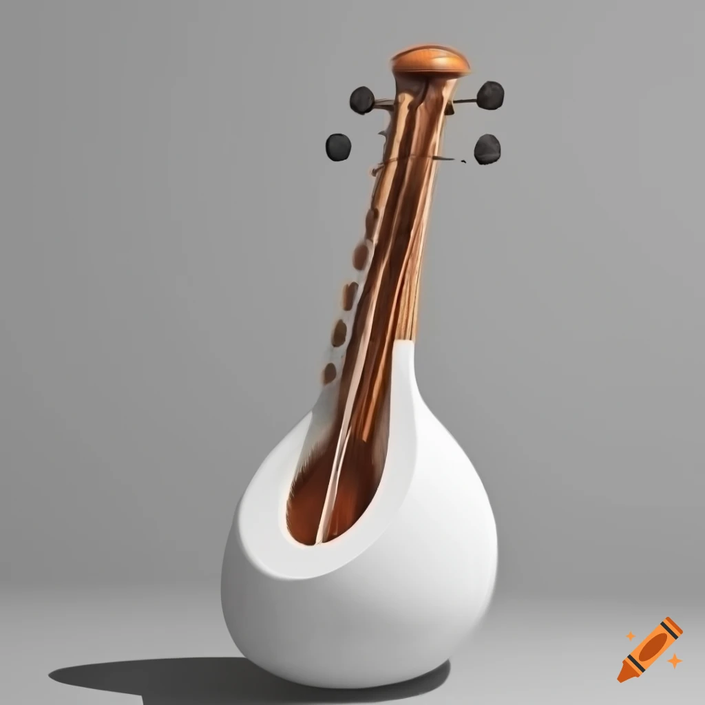 cubist and minimalist ethnic instrument on white background
