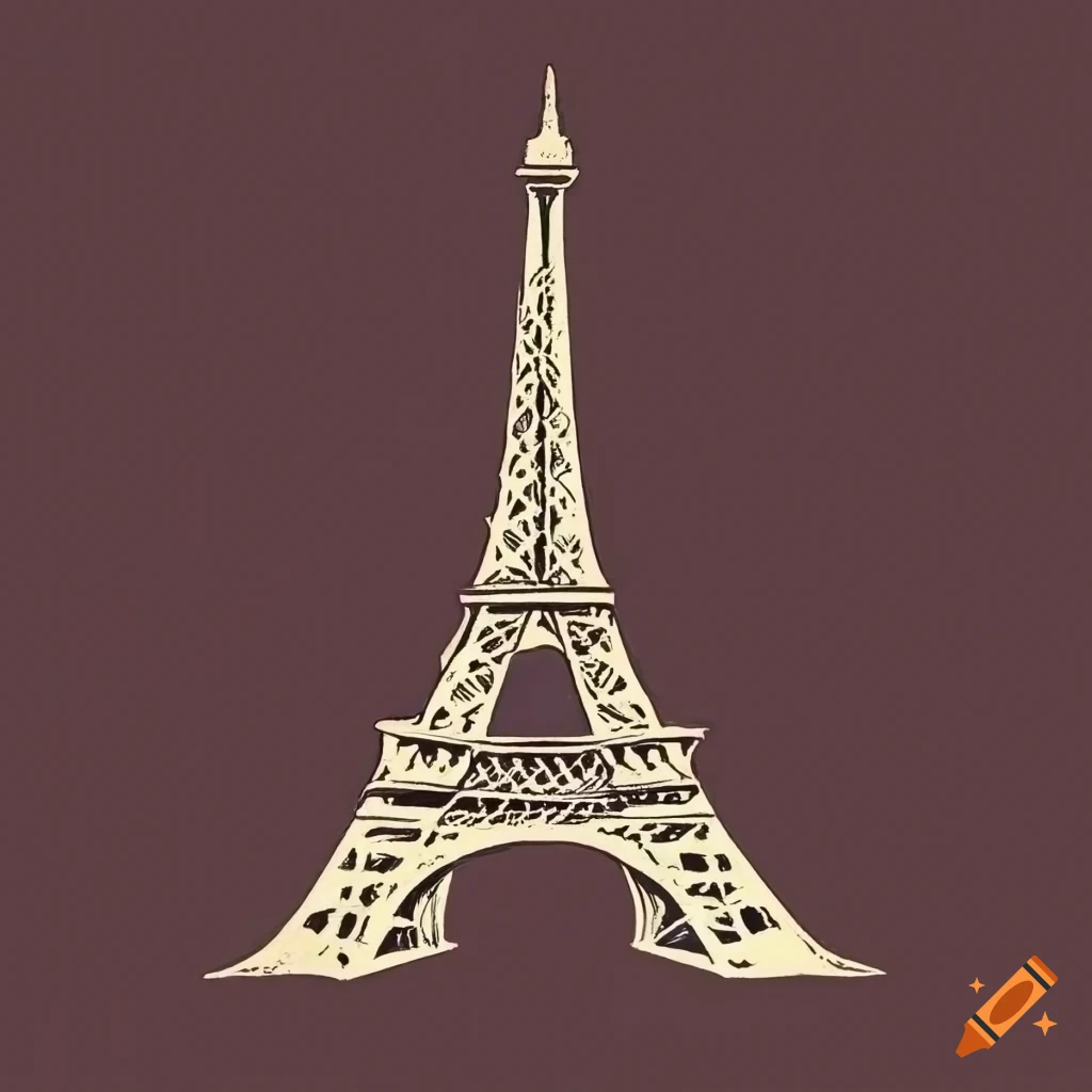 1940s art pop style Eiffel Tower logo