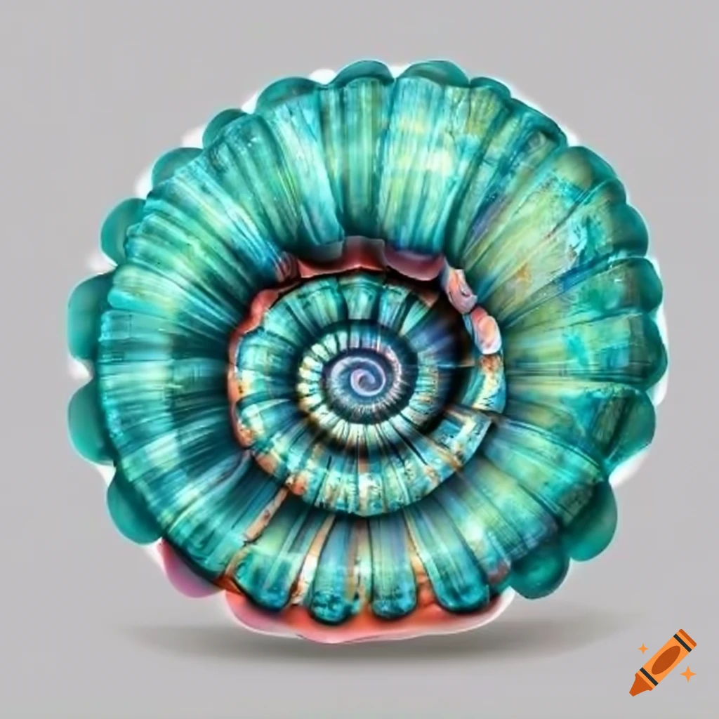 sparkling turquoise seashell on white background