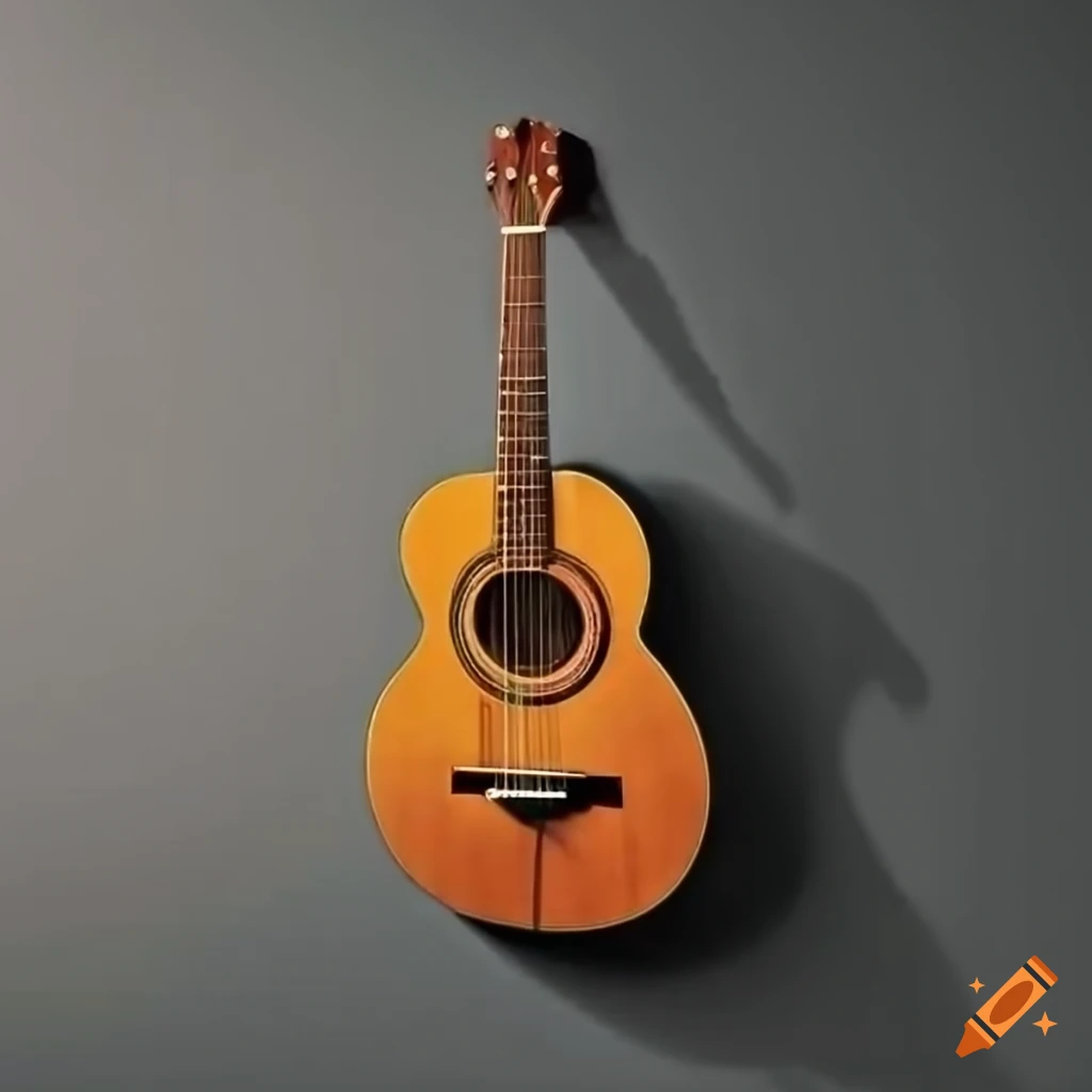 hanging acoustic guitar on a wall