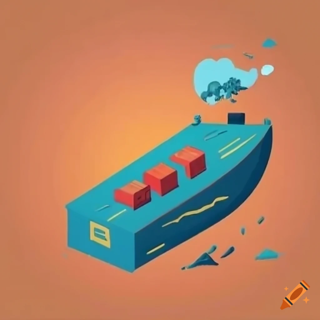 illustration of a containership transforming into data