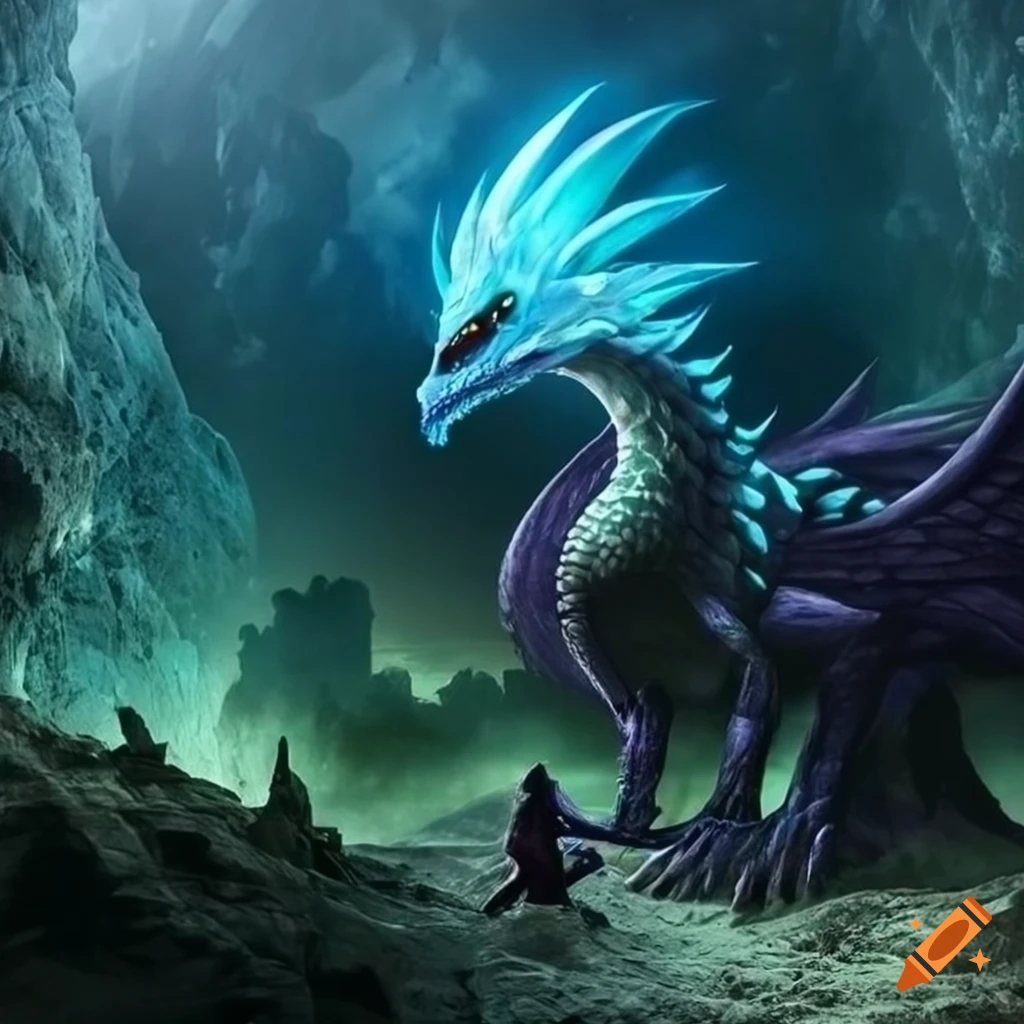 Artwork of a dragon in a cave on Craiyon