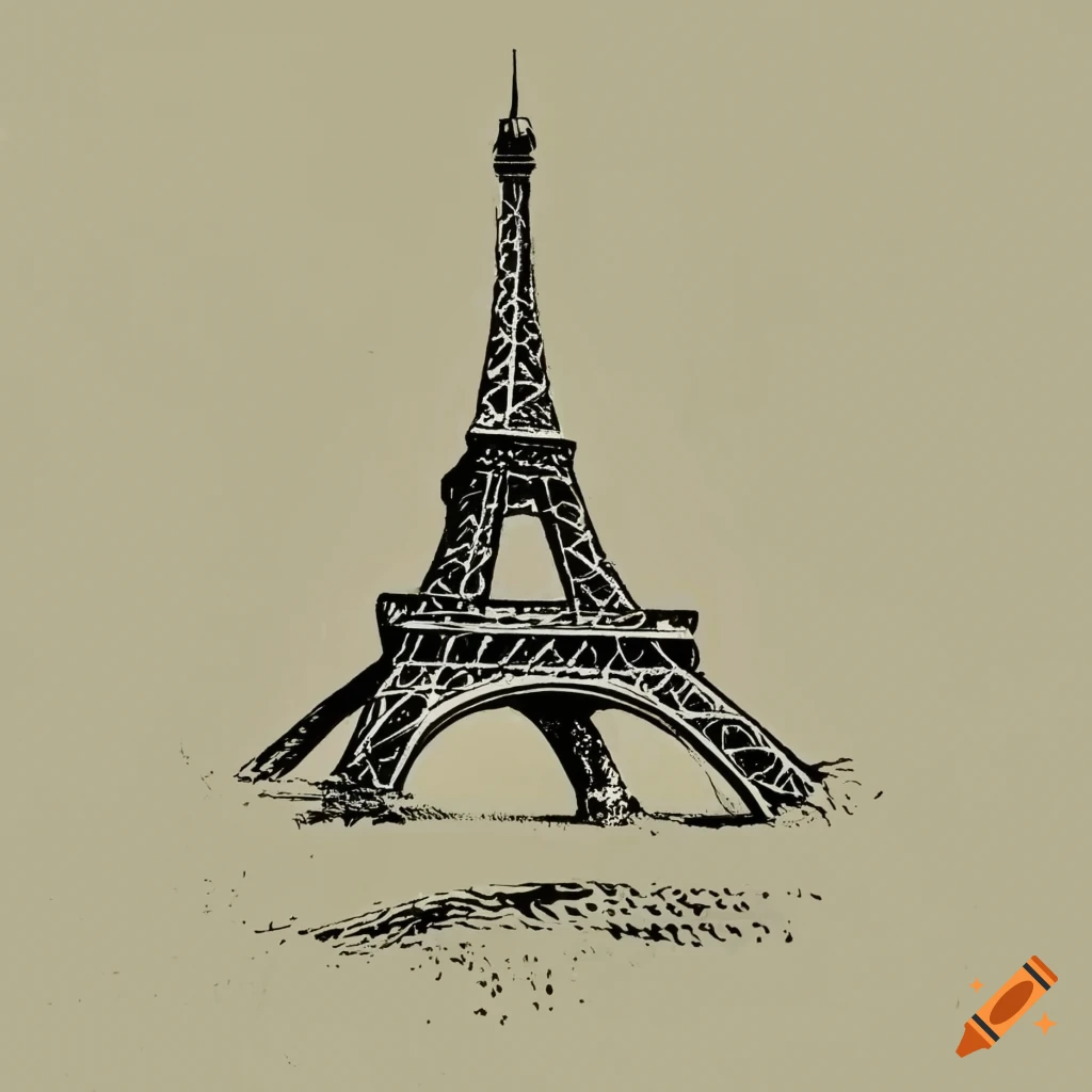 1940s art pop style Eiffel Tower logo
