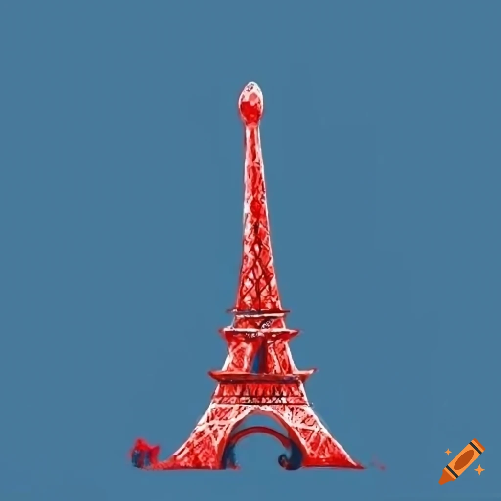 colorful painting of the red Eiffel Tower