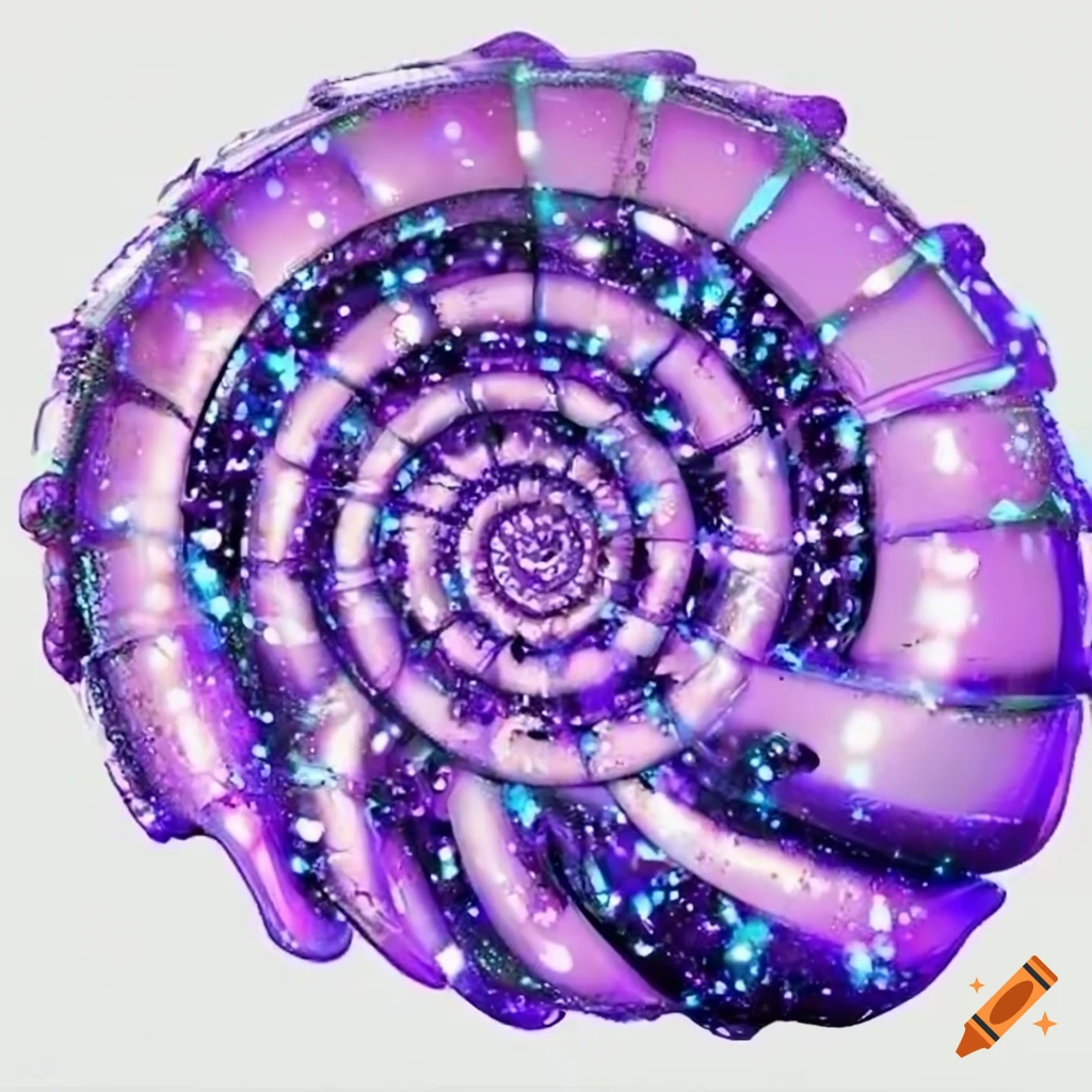 glittering purple seashell on white background