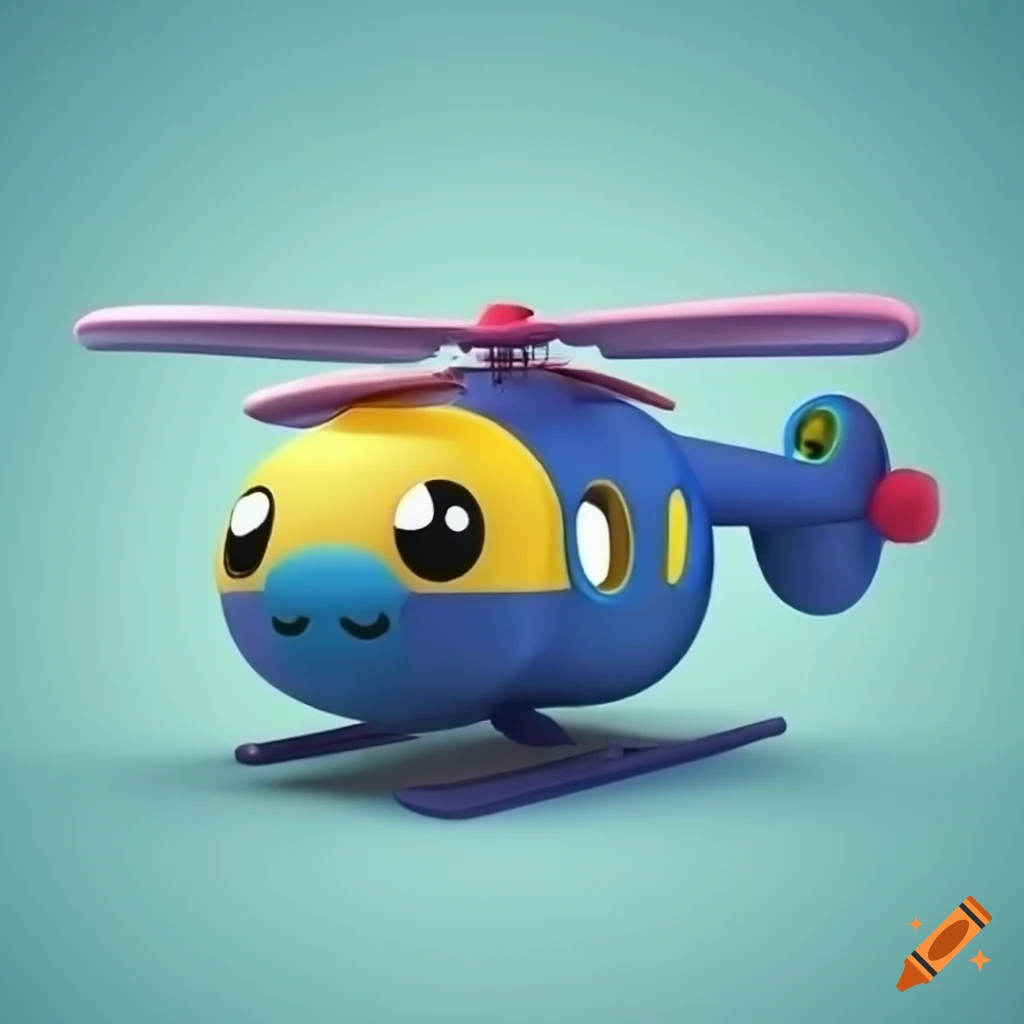 cute 3D cartoon helicopter