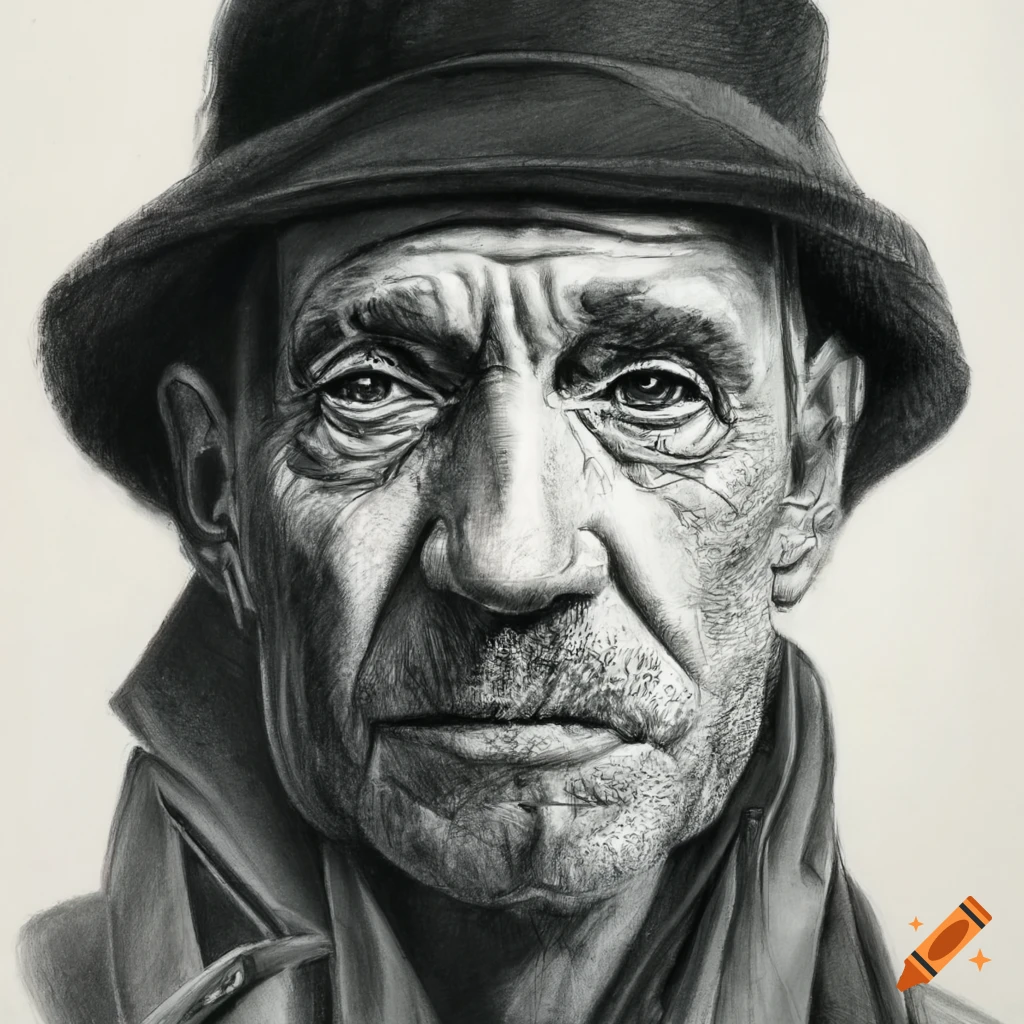realistic pencil drawing of a Bosnian man
