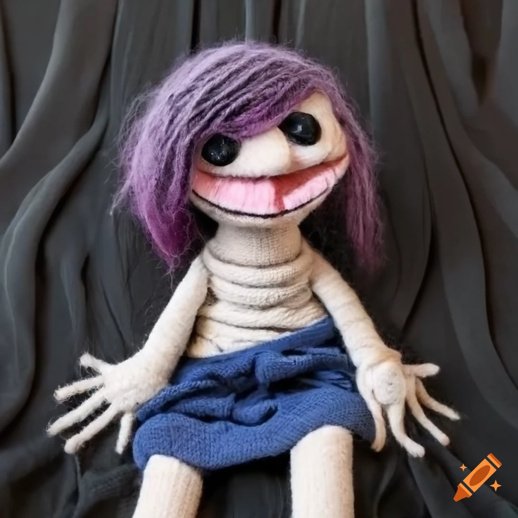 emo puppet made of yarn wool