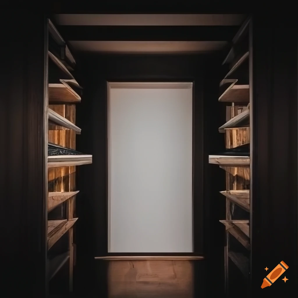perspective shot of a dark closet interior