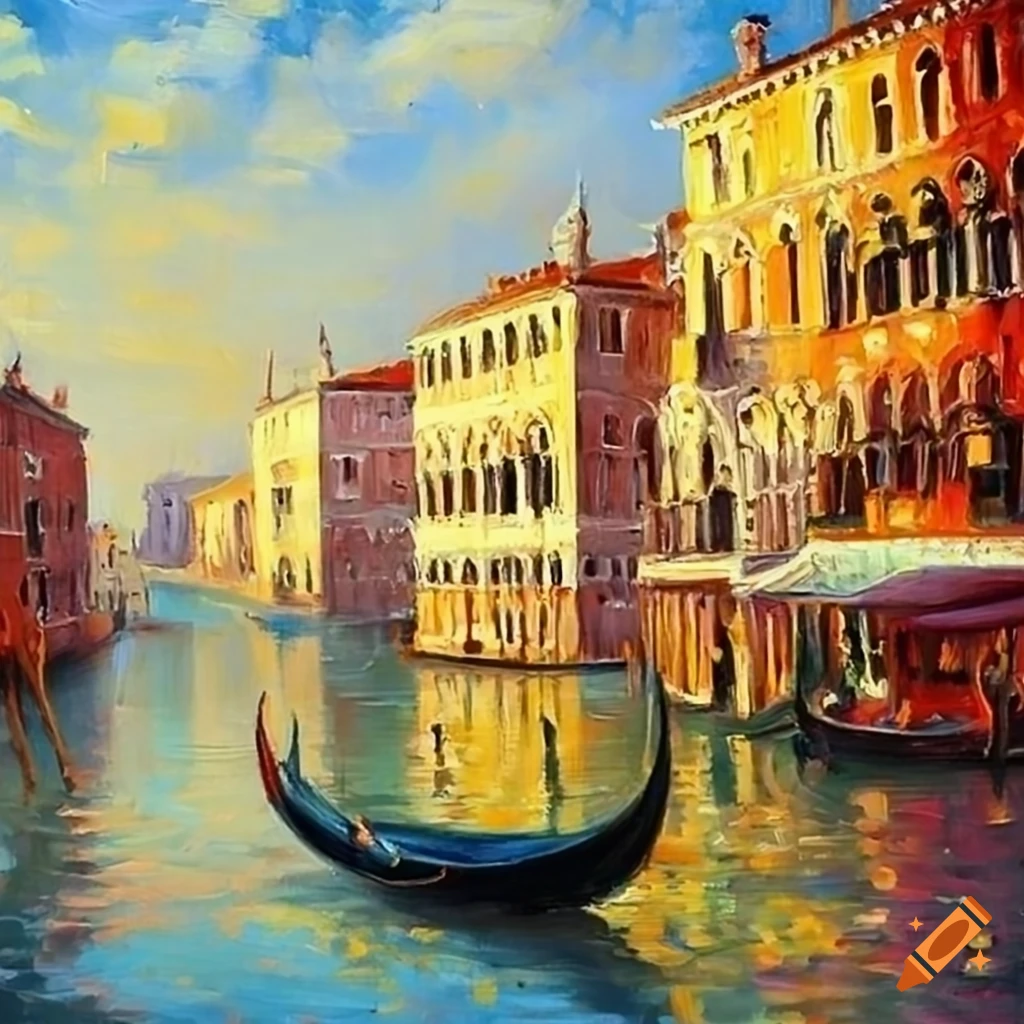 oil painting of Venice in the spring