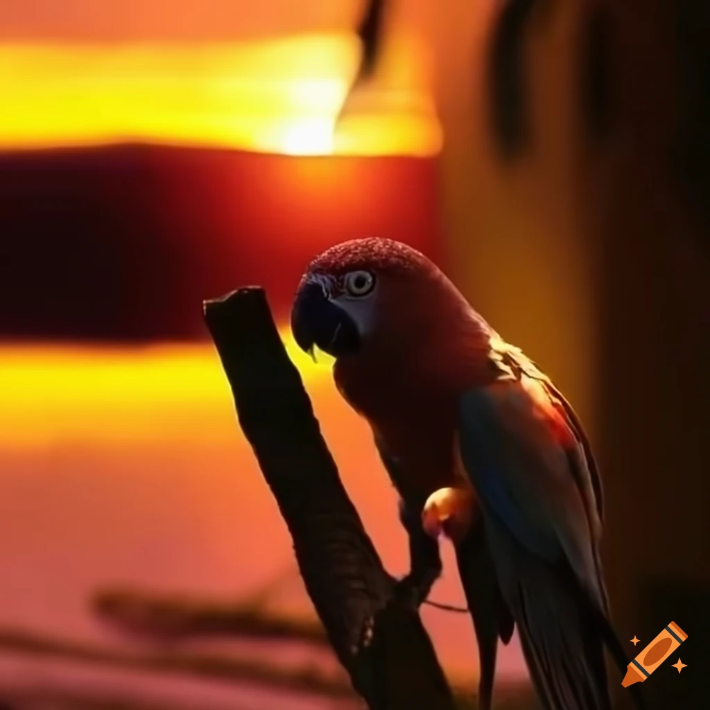 tequila sunrise cocktail with a parrot